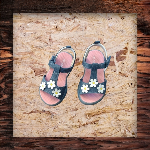 Toddler Girl Shoes Carter's Floral Light Up Sandals size 6 Blue and White - Picture 5 of 9